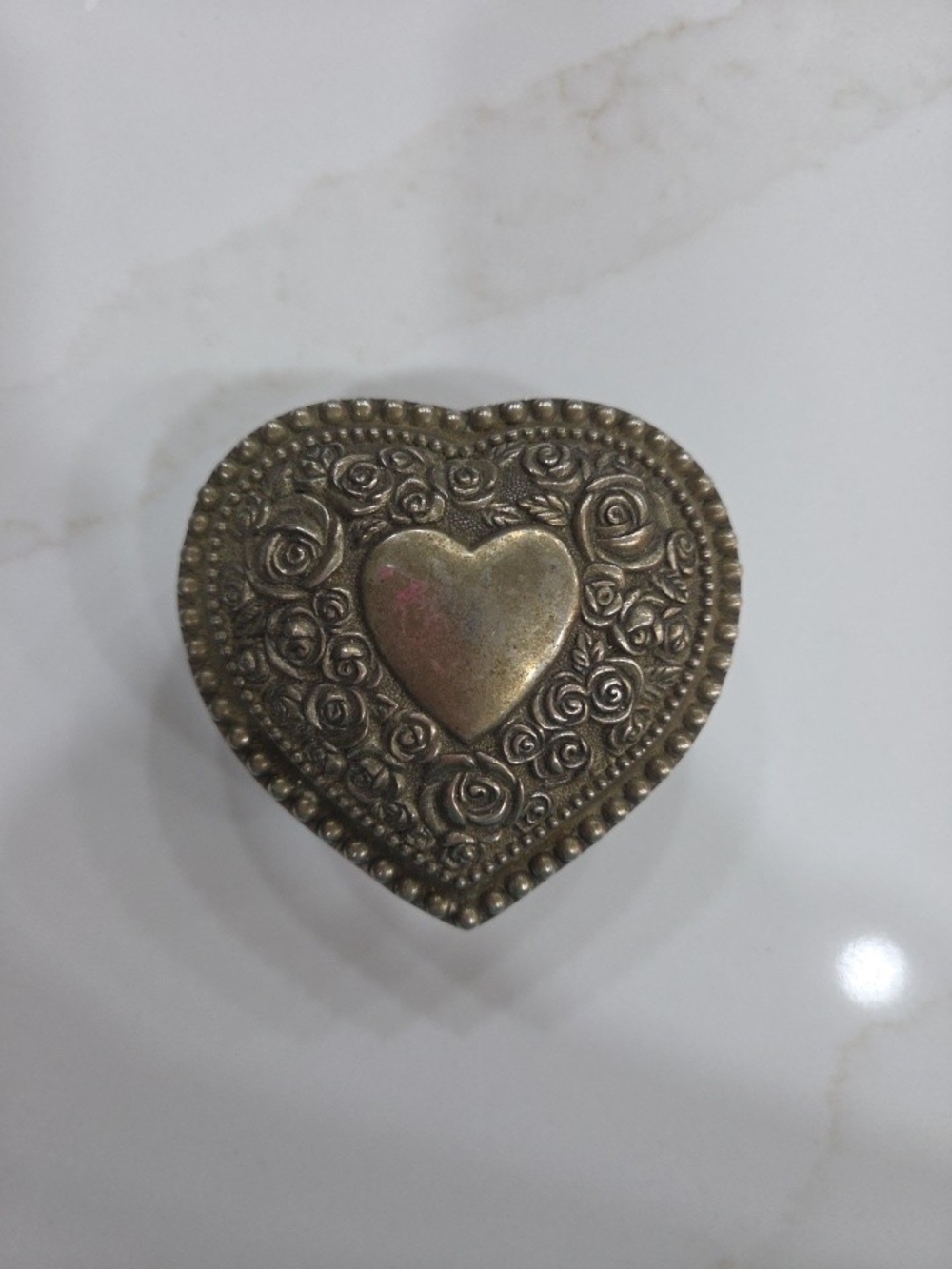 Heart-Shaped Metallic Trinket Box